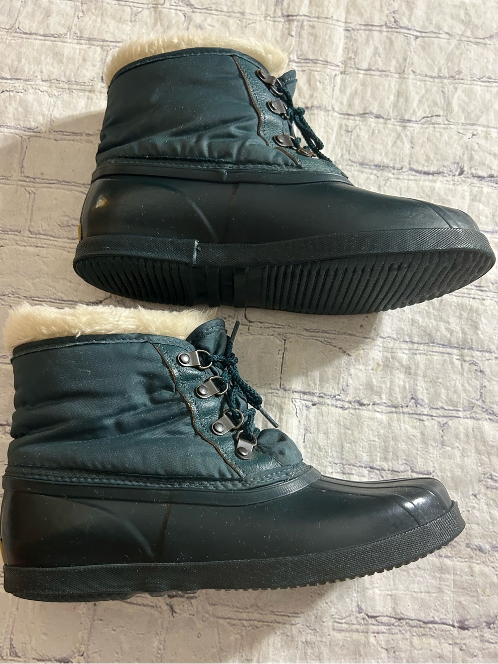 EDDIE BAUER VINTAGE FOREST GREEN WINTER DUCK BOOTS LACE UP WATERPROOF W10